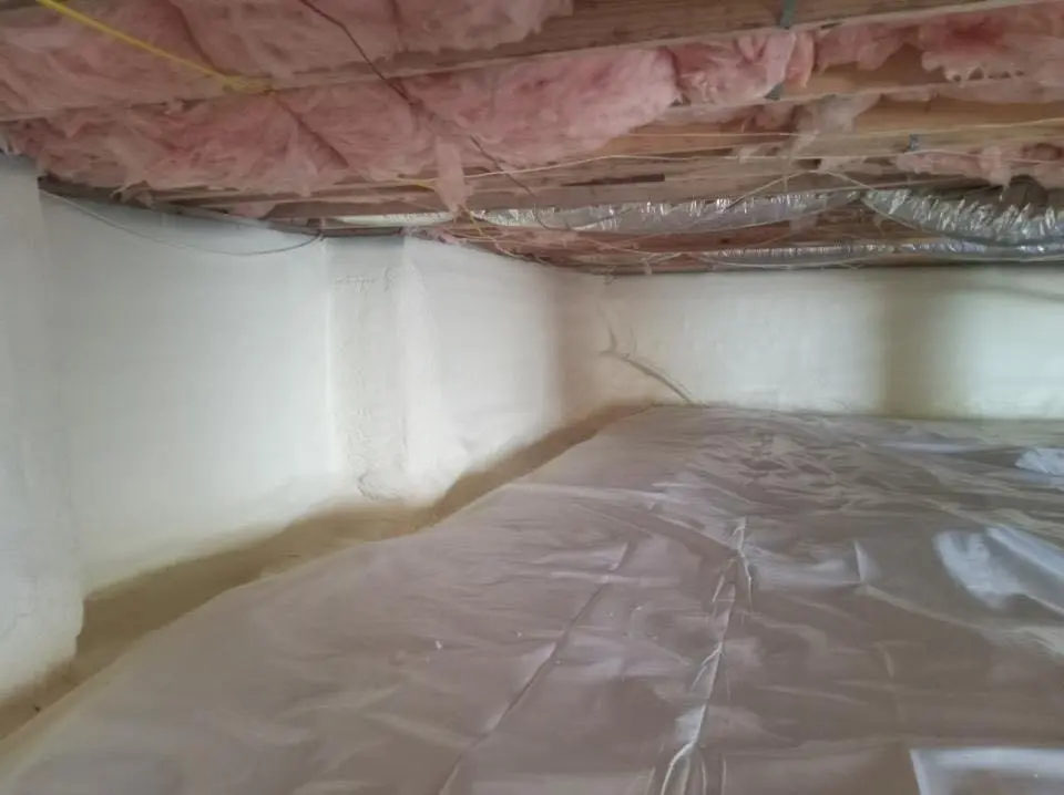 Crawl space encapsulation with closed-cell spray foam for Roof Leak Repair in Arnold